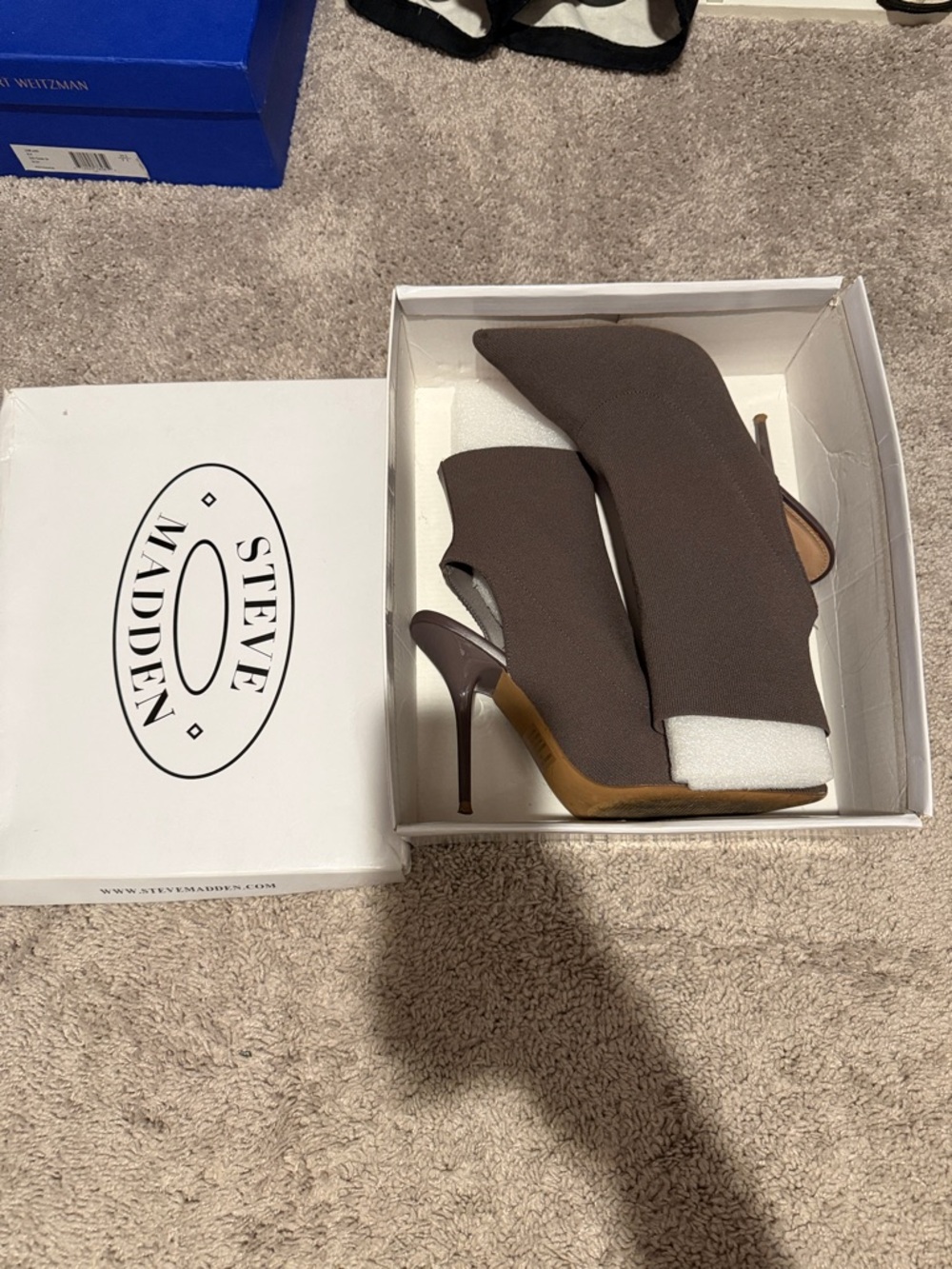 Steve Madden Taupe Stretch Knit Stiletto Ankle Booties